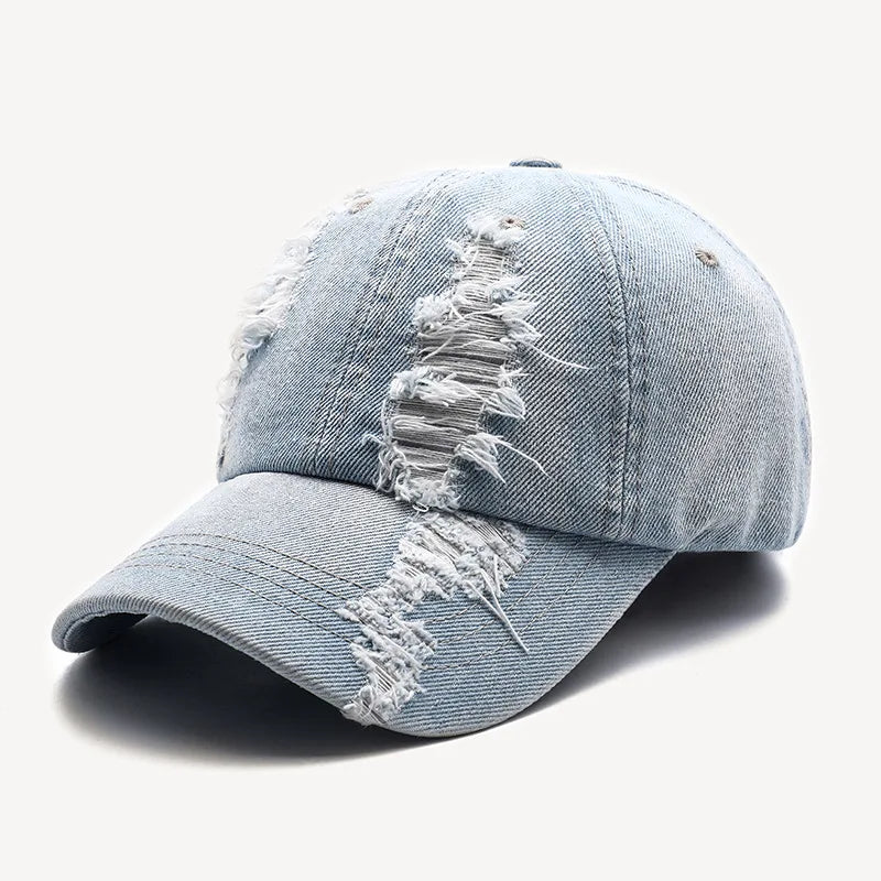 Distressed Denim Baseball Cap