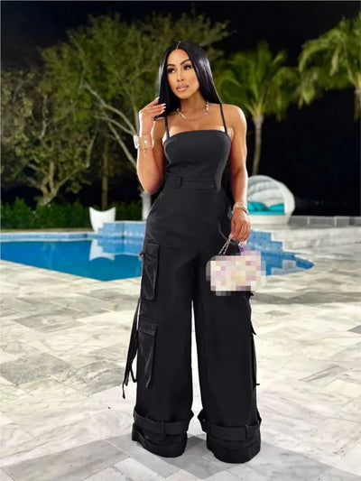 Cargo Pocket Strap Jumpsuit