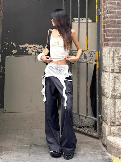 Apron Overlay Pinstripe Trousers