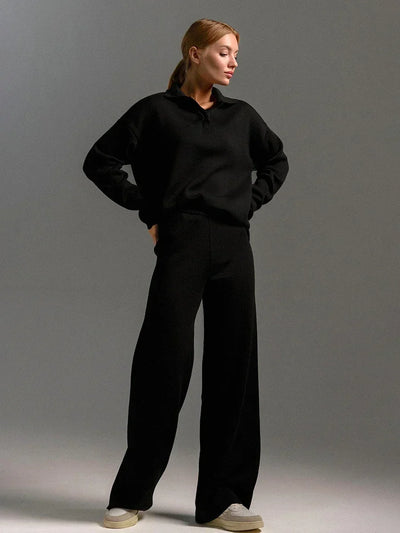 Wide Leg Knit Loungewear Tracksuit
