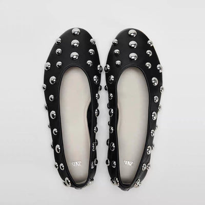 Black PU Studded Flats