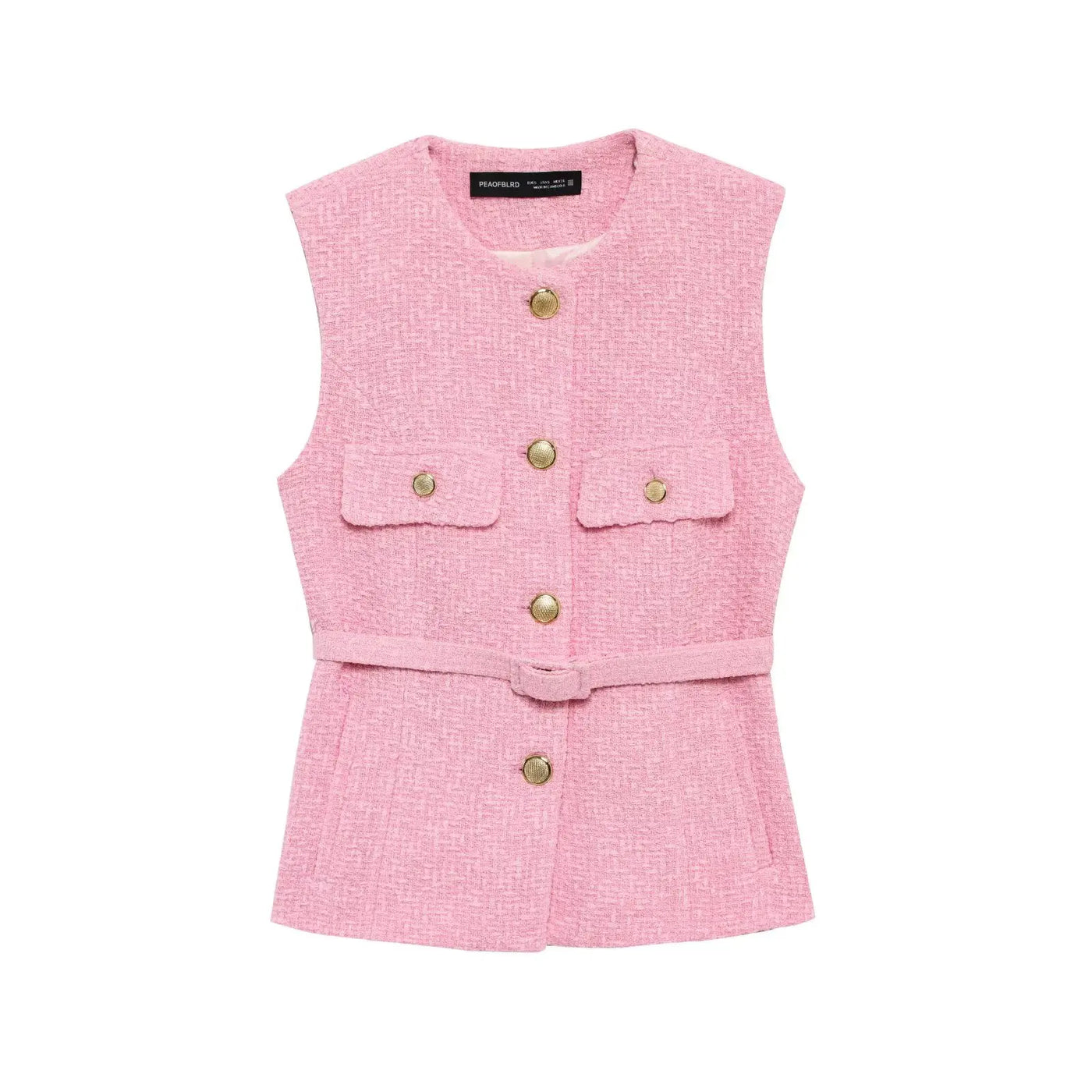 Tweed-Style Belted Vest