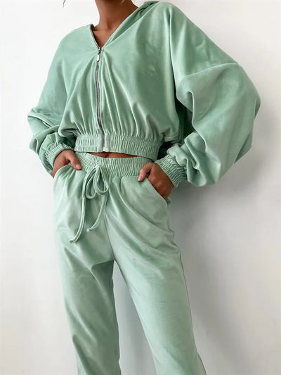 Plush Drawstring Tracksuit