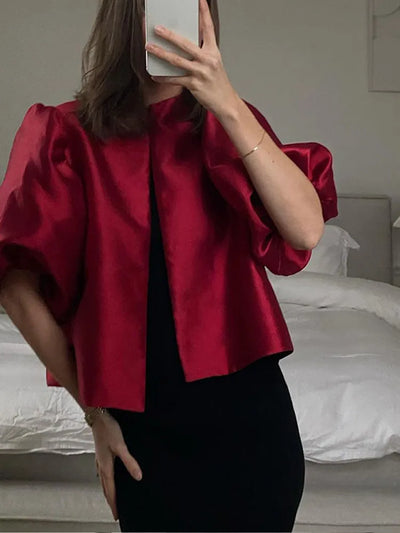 Puff Sleeve Satin Blouse