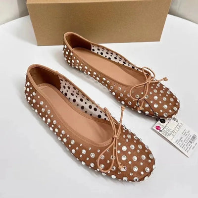 Mesh Crystal Ballet Flats