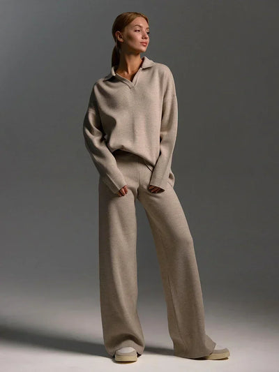 Wide Leg Knit Loungewear Tracksuit