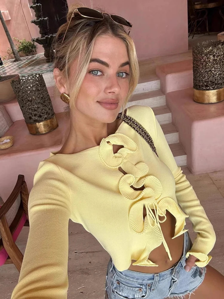 Ribbon Detail Long Sleeve Top