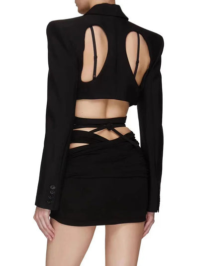 Sculpted Cut-Out Cropped Blazer