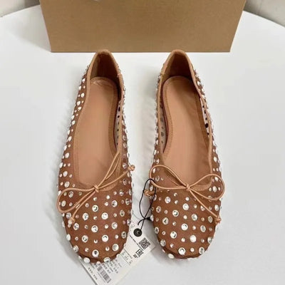Mesh Crystal Ballet Flats