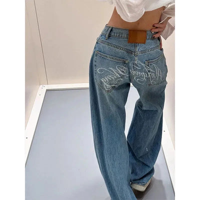 Hip Embroidery Street Jeans