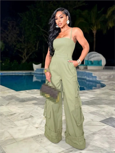 Cargo Pocket Strap Jumpsuit