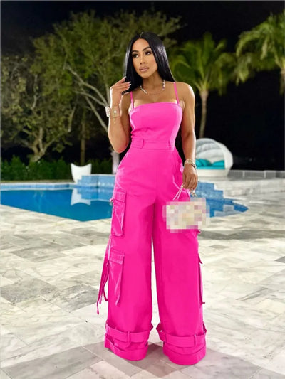 Cargo Pocket Strap Jumpsuit