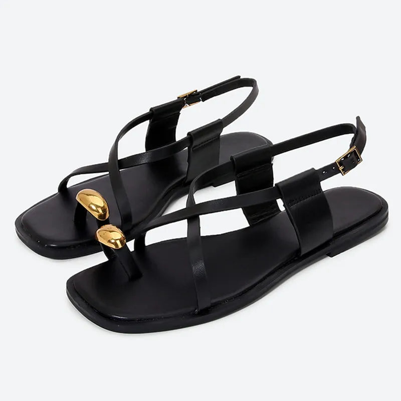 Sculpted Metal Detail Sandals