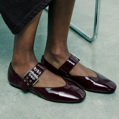 Double Buckle Statement Flats