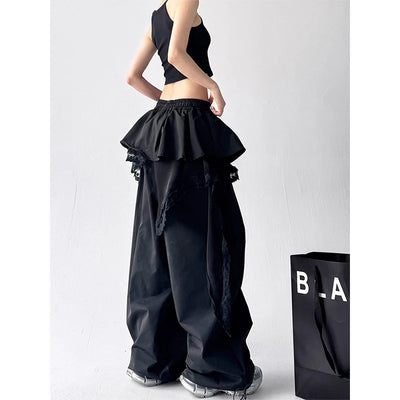 Ruffle Overlay Lace Pants
