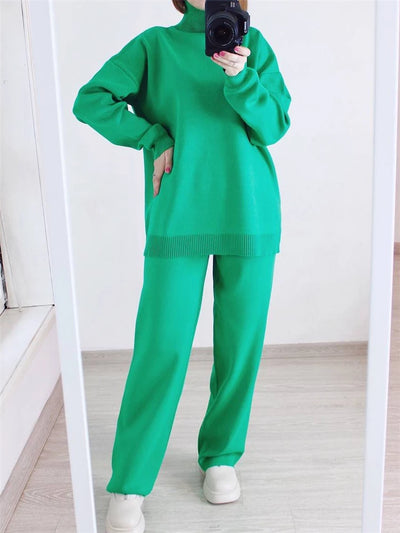 Oversized Ribbed Knit Jumpsuit Set