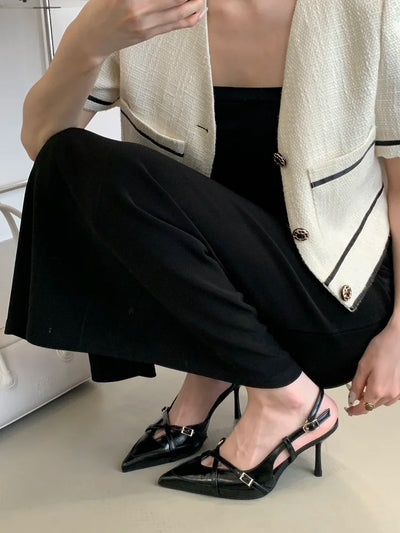 Strappy Patent Slingback Heels