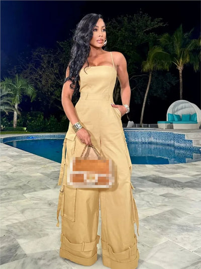 Cargo Pocket Strap Jumpsuit