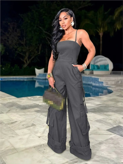 Cargo Pocket Strap Jumpsuit