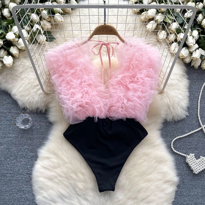 Ruffle Plunge Bodysuit