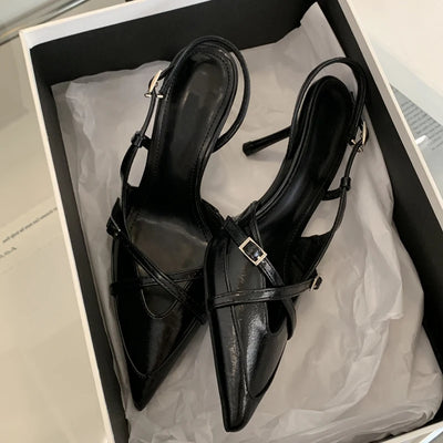 Strappy Patent Slingback Heels