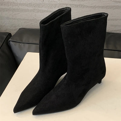 Minimalist Suede Pointed Boots