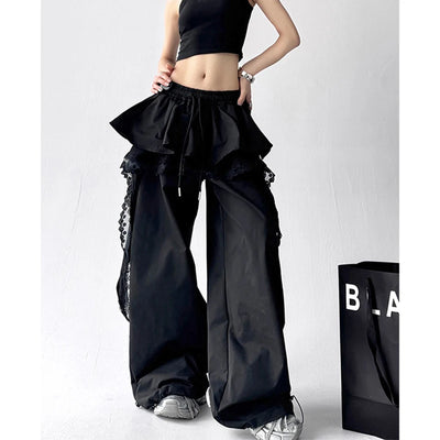 Ruffle Overlay Lace Pants