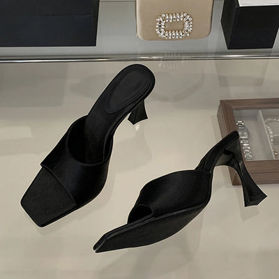 Sculpted Satin Mules