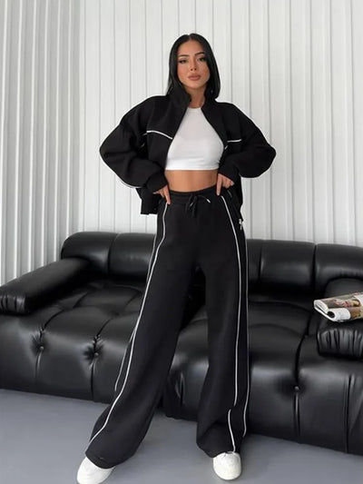 Sporty Contrast Stitch Tracksuit