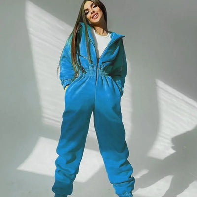 Zip-Up Drawstring Waist Jumpsuit