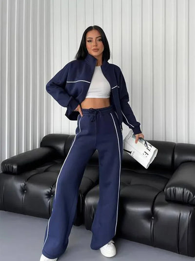 Sporty Contrast Stitch Tracksuit