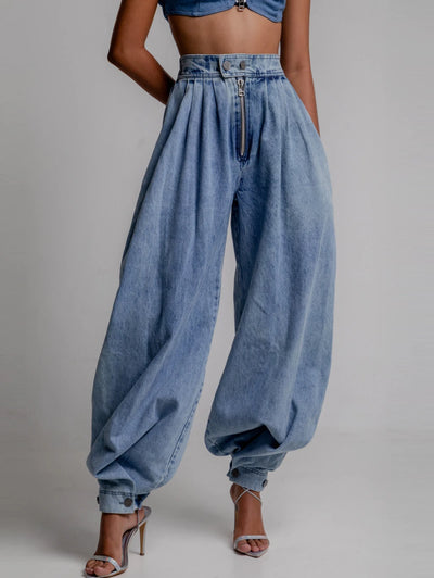 Balloon Fit Denim Trousers