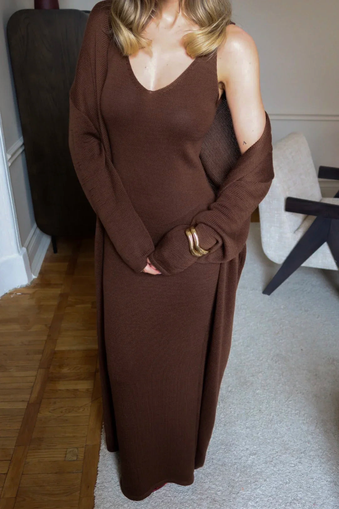 Elegant Knitwear Maxi Set