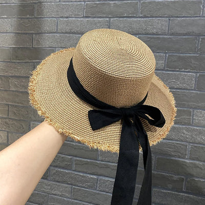 Summer Straw Hat With Long Tie