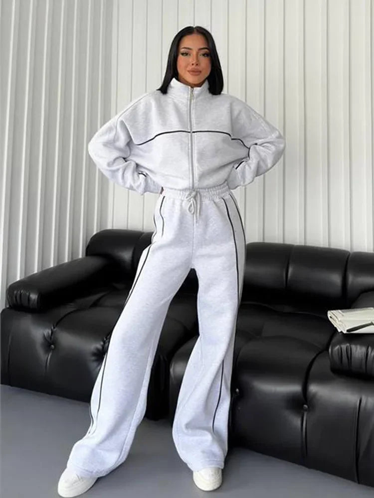 Sporty Contrast Stitch Tracksuit