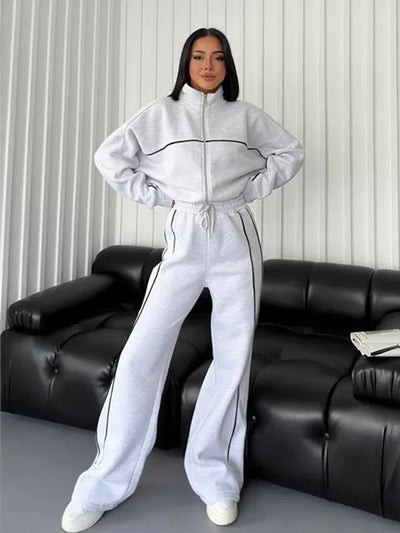 Sporty Contrast Stitch Tracksuit