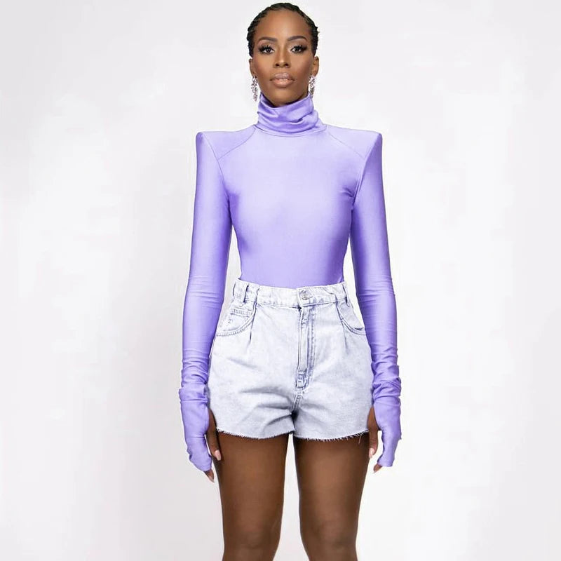 High Neck Sculpt Shoulder Bodysuit