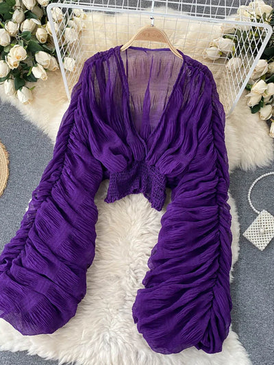 Voluminous Sleeve Draped Top