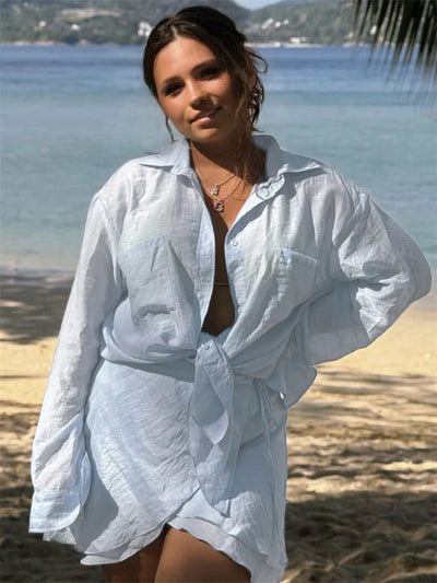 Summer Wrap Skirt & Oversized Shirt Co-Ord