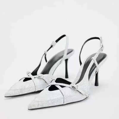 Buckled Pointed Slingback Heels