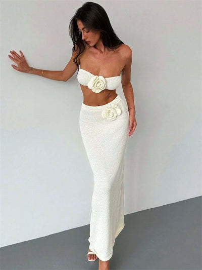 Strapless Knit Flower Set