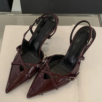 Strappy Patent Slingback Heels