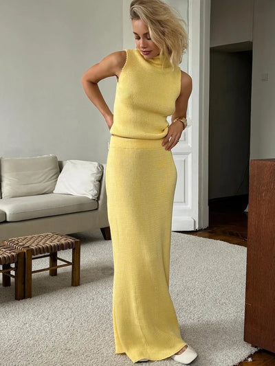 Sleeveless Knit Two-Piece Set