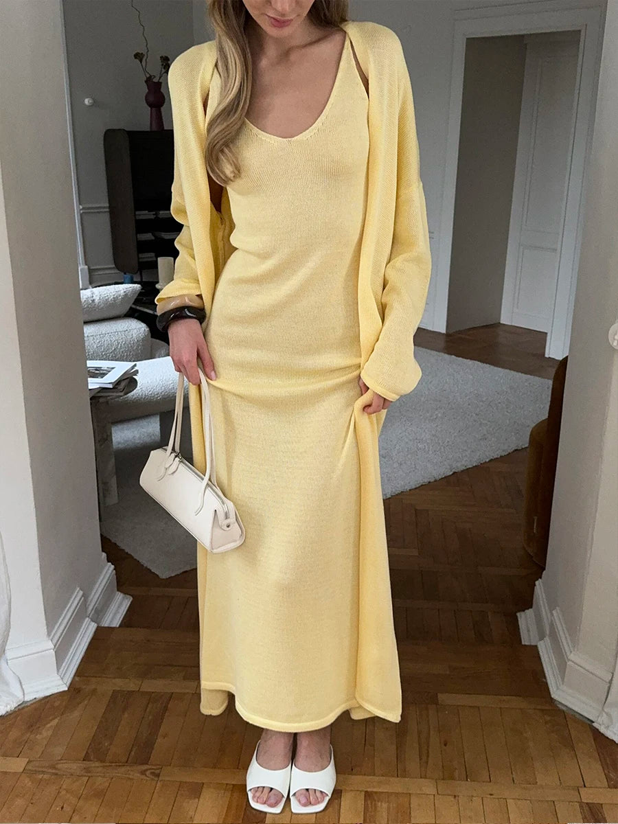 Elegant Knitwear Maxi Set