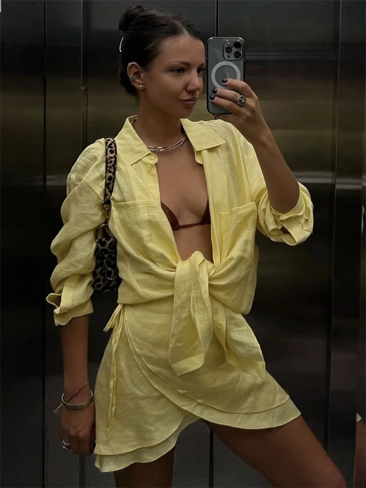 Summer Wrap Skirt & Oversized Shirt Co-Ord