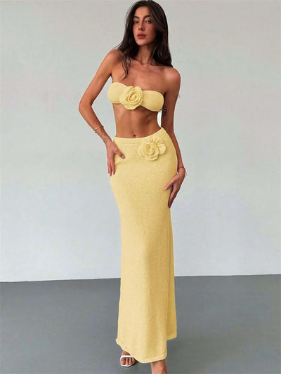 Strapless Knit Flower Set