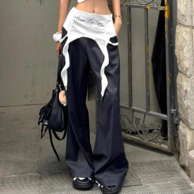 Apron Overlay Pinstripe Trousers