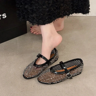 Crystal Mesh Mary Janes