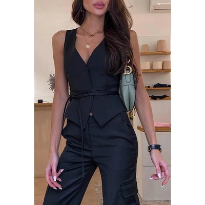 Tailored Wrap Waist Vest Top
