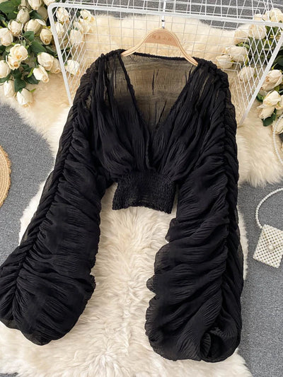 Voluminous Sleeve Draped Top